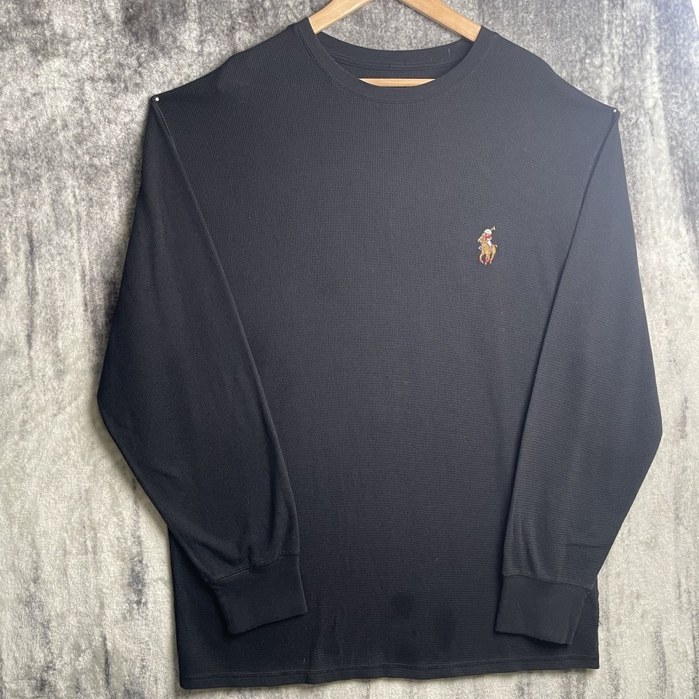 Polo Ralph Lauren Men's Waffle Knit Thermal‎ Black XXL